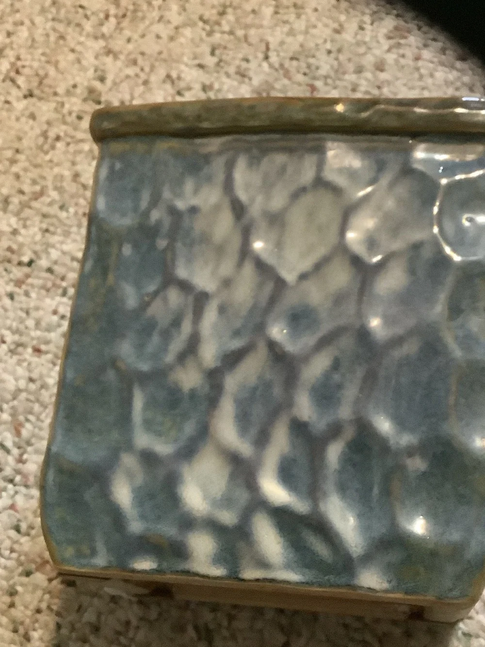 Blue Ceramic Starfish Accent Vase, 6” tall, 5” wide